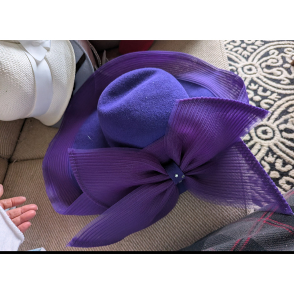 Vintage Mr John New York Paris Purple Women's Wide Brim Church Hat